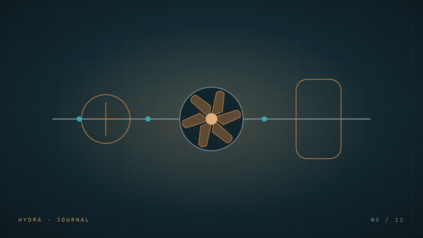Vanne, turbine et cuve de résine sur une ligne d'eau